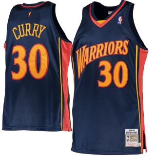Men's Golden State Warriors Stephen Curry Mitchell & Ness Navy 2009-10 Hardwood Classics Rookie Authentic Jersey