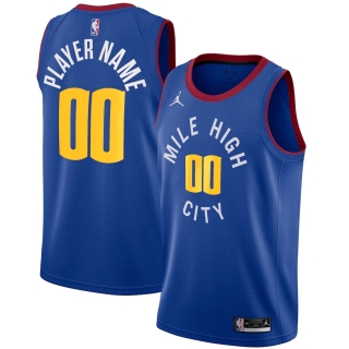 Men's Denver Nuggets Jordan Brand Blue Swingman Custom Jersey - Statement Edition