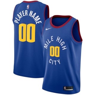 Men's Denver Nuggets Nike Blue Swingman Custom Jersey - Statement Edition