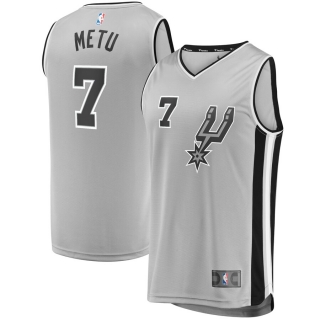 Men's San Antonio Spurs Chimezie Metu Fanatics Branded Silver Fast Break Replica Player Jersey - Statement Edition