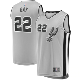Men's San Antonio Spurs Rudy Gay Fanatics Branded Silver Fast Break Replica Player Jersey - Statement Edition