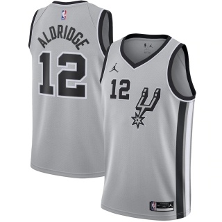 Men's San Antonio Spurs LaMarcus Aldridge Jordan Brand Silver 2020-21 Swingman Jersey - Statement Edition