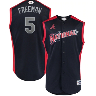 Men's National League Freddie Freeman Majestic Navy 2019 MLB All-Star Game Workout Player Jersey
