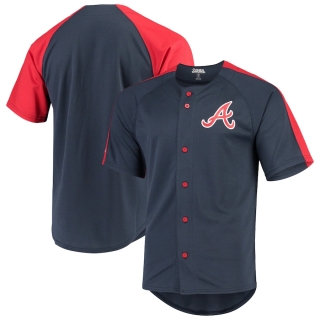 Men's Atlanta Braves Stitches Navy Logo Button-Down Jersey