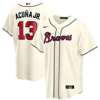 Men's Atlanta Braves Ronald Acuna Jr Nike Cream Alternate 2020 Replica Player Jersey