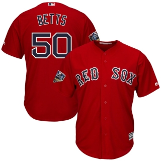 Men's Boston Red Sox Mookie Betts Majestic Scarlet 2018 World Series Cool Base Player Jersey