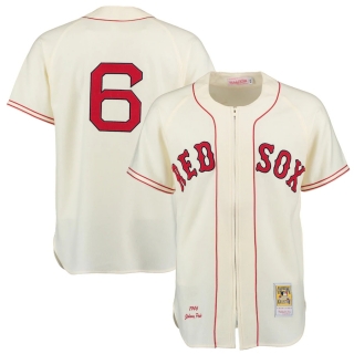 Men's 1946 Boston Red Sox Johnny Pesky Mitchell & Ness Cream Authentic Throwback Jersey