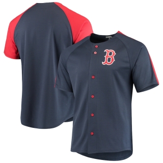 Men's Boston Red Sox Stitches Navy Logo Button-Up Jersey