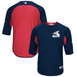 Men's Chicago White Sox Majestic Navy Red Authentic Collection On-Field 3-4-Sleeve Batting Practice Jersey