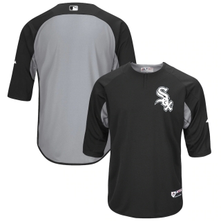 Men's Chicago White Sox Majestic Black Gray Authentic Collection On-Field 3-4-Sleeve Batting Practice Jersey