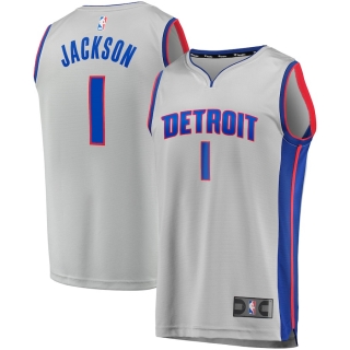 Men's Detroit Pistons Reggie Jackson Fanatics Branded Gray Fast Break Replica Jersey - Statement Edition