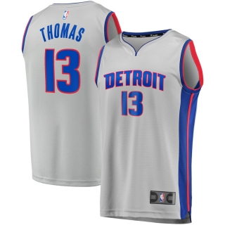 Men's Detroit Pistons Khyri Thomas Fanatics Branded Gray Fast Break Replica Player Team Jersey - Statement Edition