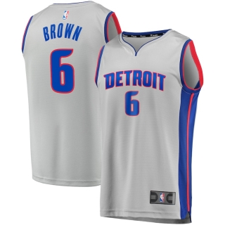 Men's Detroit Pistons Bruce Brown Fanatics Branded Gray Fast Break Replica Jersey - Statement Edition
