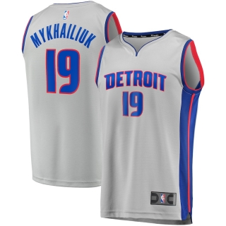 Men's Detroit Pistons Sviatoslav Mykhailiuk Fanatics Branded Gray Fast Break Replica Player Team Jersey - Statement Edition
