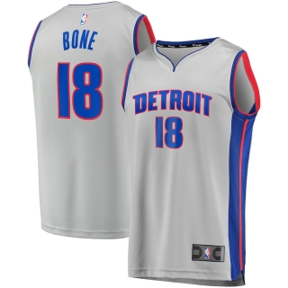 Men's Detroit Pistons Jordan Bone Fanatics Branded Gray Fast Break Replica Player Team Jersey - Statement Edition