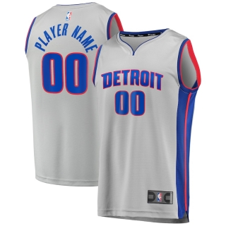 Men's Detroit Pistons Fanatics Branded Gray Fast Break Custom Replica Jersey - Statement Edition