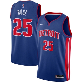 Men's Detroit Pistons Derrick Rose Nike Blue 2020-21 Swingman Jersey - Icon Edition