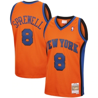 Men's New York Knicks Latrell Sprewell Mitchell & Ness Orange 1998-99 Hardwood Classics Reload Swingman Jersey