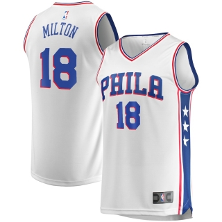 Men's Philadelphia 76ers Shake Milton Fanatics Branded White Fast Break Replica Player Team Jersey - Association Edition