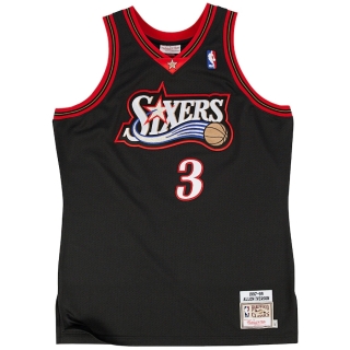 Mens Philadelphia 76ers Allen Iverson Mitchell & Ness Black Authentic Basketball Jersey