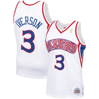 Men's Philadelphia 76ers Allen Iverson Mitchell & Ness White 1996-97 Hardwood Classics Swingman Jersey