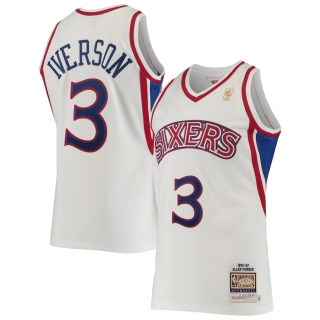 Men's Philadelphia 76ers Allen Iverson Mitchell & Ness White Hardwood Classics Authentic Jersey