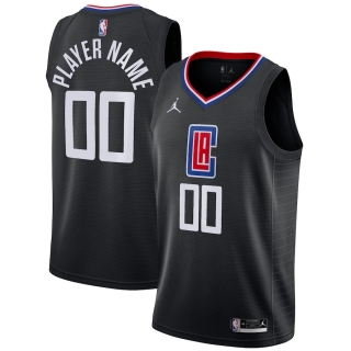 Men's LA Clippers Jordan Brand Black Swingman Custom Jersey - Statement Edition