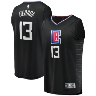 Men's LA Clippers Paul George Fanatics Branded Black 2020-21 Fast Break Player Jersey - Statement Edition