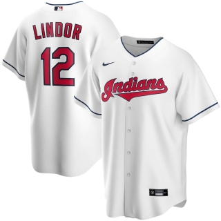 Men's Cleveland Indians Francisco Lindor Nike White Home 2020 Replica Player Jersey