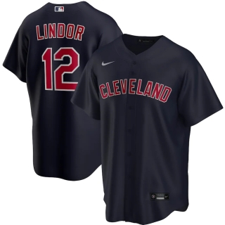 Men's Cleveland Indians Francisco Lindor Nike Navy Alternate 2020 Replica Player Jersey