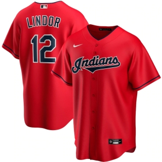 Men's Cleveland Indians Francisco Lindor Nike Red Alternate 2020 Replica Player Jersey