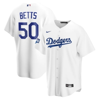Men's Los Angeles Dodgers Mookie Betts Nike White 2020 World Series Champions Home Patch Replica Player Jersey