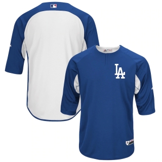 Men's Los Angeles Dodgers Majestic Royal White Authentic Collection On-Field 3-4-Sleeve Batting Practice Jersey