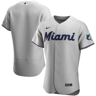 Men's Miami Marlins Nike Gray Road 2020 Authentic Team Jersey