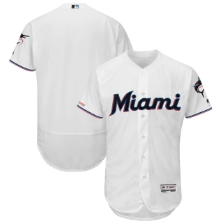 Men's Miami Marlins Majestic White Home 2019 Authentic Collection Flex Base Team Jersey