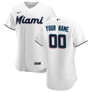 Men's Miami Marlins Nike White 2020 Home Authentic Custom Jersey