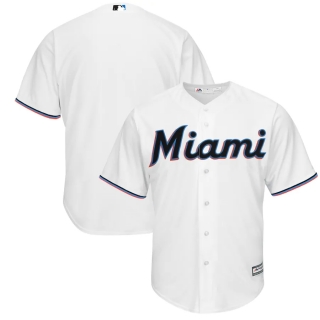 Men's Miami Marlins Majestic White Home 2019 Official Cool Base Team Jersey