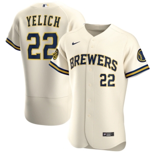 Men's Milwaukee Brewers Christian Yelich Nike Cream Home 2020 Authentic Player Jersey