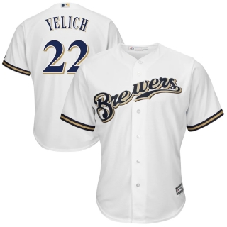 Men's Milwaukee Brewers Christian Yelich Majestic White Official Cool Base Player Jersey