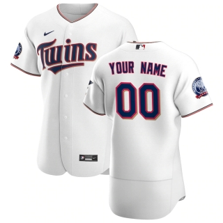 Men's Minnesota Twins Nike White 2020 Home Authentic Custom Patch Jersey
