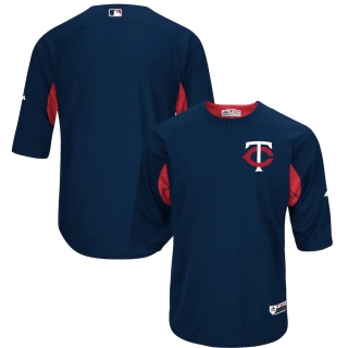 Men's Minnesota Twins Majestic Navy Red Authentic Collection On-Field 3-4-Sleeve Batting Practice Jersey