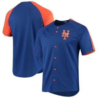 Men's New York Mets Stitches Royal Logo Button-Up Jersey