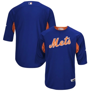 Men's New York Mets Majestic Royal Orange Authentic Collection On-Field 3-4-Sleeve Batting Practice Jersey