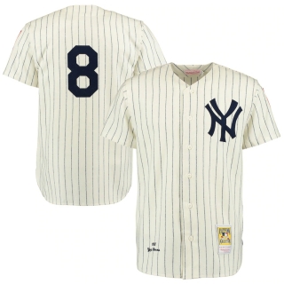 Men's New York Yankees Yogi Berra Mitchell & Ness Cream Navy Throwback 1951 Authentic Jersey