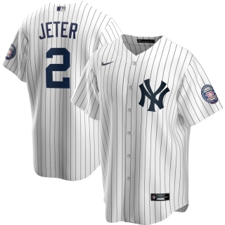 Men's New York Yankees Derek Jeter Nike White Navy 2020 Hall of Fame Induction Home Replica Player Name Jersey