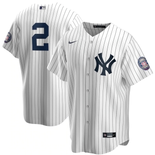 Men's New York Yankees Derek Jeter Nike White Navy 2020 Hall of Fame Induction Replica Jersey