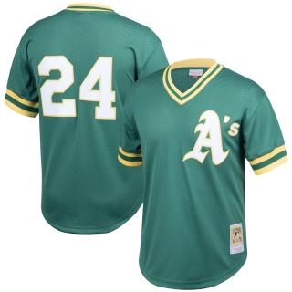 Men's Oakland Athletics Rickey Henderson Mitchell & Ness Green Cooperstown Collection Big & Tall Mesh Batting Practice Jersey