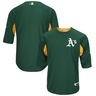 Men's Oakland Athletics Majestic Green Gold Authentic Collection On-Field 3-4-Sleeve Batting Practice Jersey