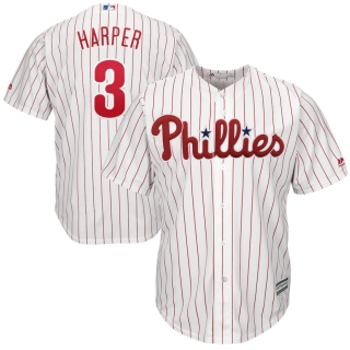 Men's Philadelphia Phillies Bryce Harper Majestic White Scarlet Big & Tall Cool Base Replica Player Jersey