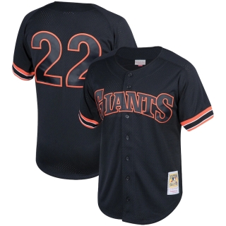 Men's San Francisco Giants Will Clark Mitchell & Ness Black Fashion Cooperstown Collection Mesh Batting Practice Jersey
